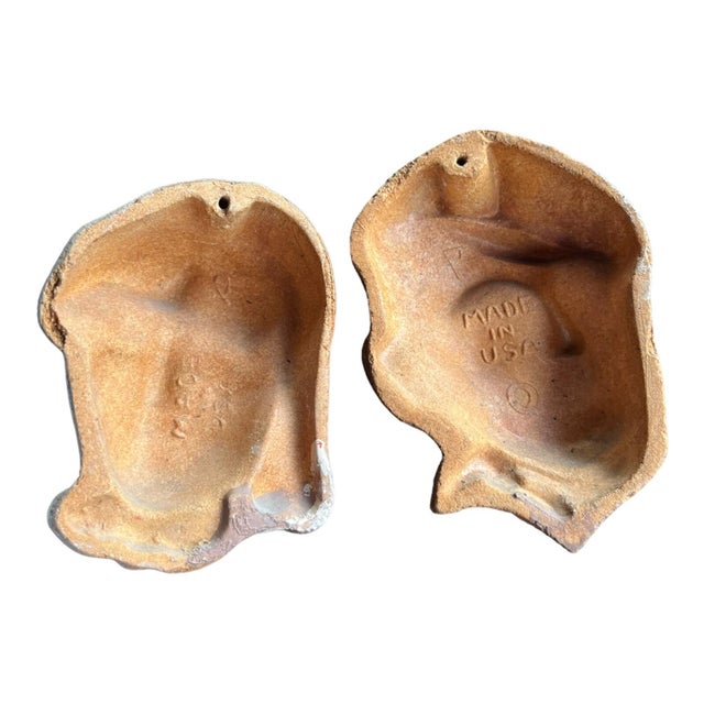Spanish VTG Set Pair Spanish Flamenco Toreador Smoking Man Woman Wall Art Chalkware Head For Sale - Image 3 of 4
