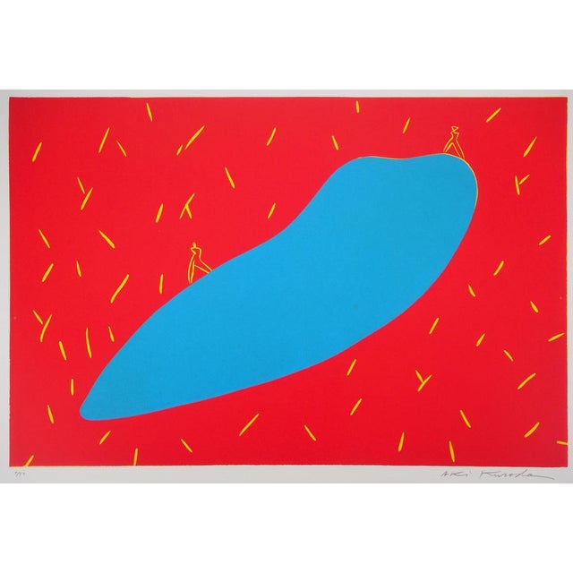 Aki Kuroda (1944) Our Blue Planet Original color linocut Signed in pencil Limited edition of 50 On BFK Rives paper, 76 x...