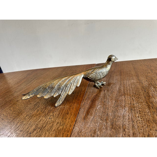 Hollywood Regency Vintage Brass Roadrunner Pheasant Sculpture, Mid-Century Hollywood Regency Style For Sale - Image 3 of 6
