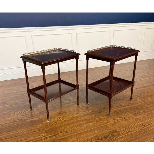 Brown Pair of Mahogany End Tables by Leighton Hall - Showroom Samples For Sale - Image 8 of 15