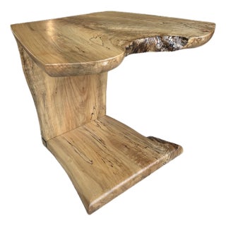 One of a Kind Figured Spaltted Maple Live Edge End Table For Sale