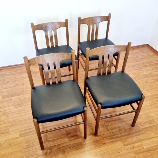 Mid-Century Modern Scandinavian Dining Chairs, 1960s, Set of 4, in Restored conditions. Designed 1960 to 1969