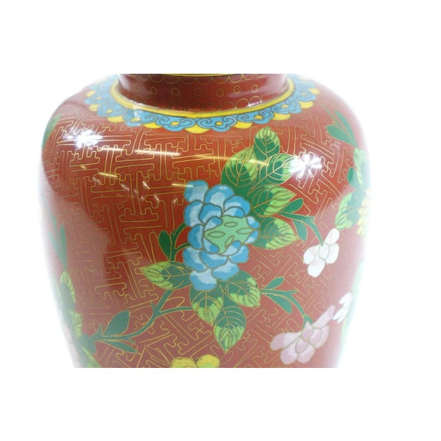 Early 20th Century Chinese Cloisonne Vase with Top For Sale - Image 4 of 4