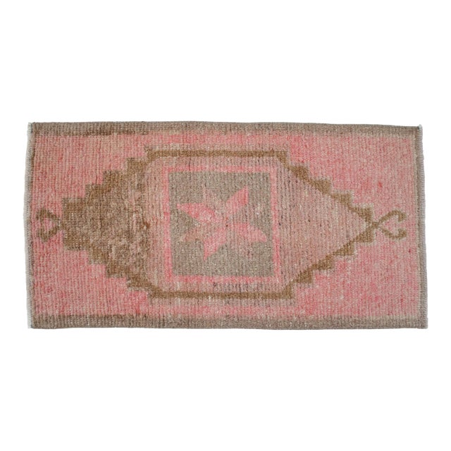 1970s Vintage Hand Knotted Small Rug Entry Decor Doormat For Sale