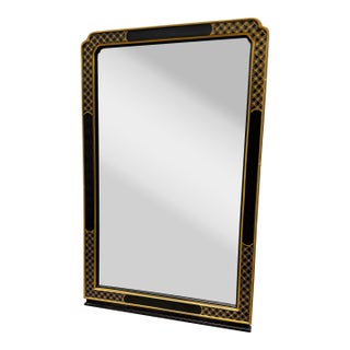 Vintage Drexel Heritage Et Cetera Black and Gold Mirror For Sale
