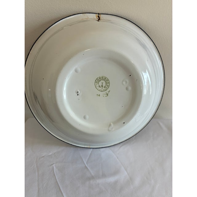 Paint Vintage Hand Painted Enamel Bowl With Floral Motif For Sale - Image 7 of 11