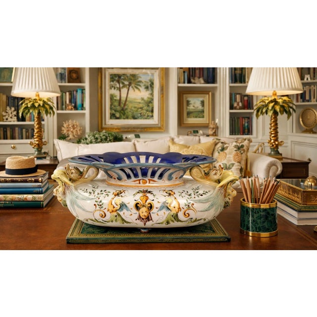 Offering an outstanding Richard Ginori porcelain centerpiece compote, circa 19th Century. This rare and whimsical antique...