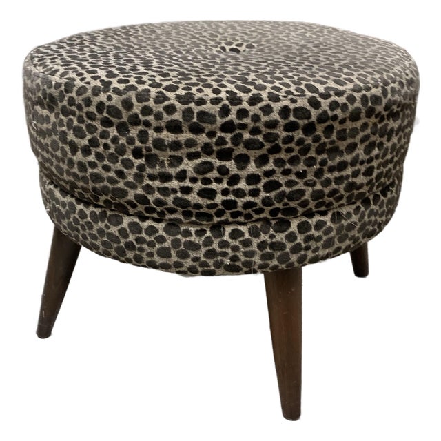 1960s Mid-Century Upholstered Ottoman Accent Stool For Sale