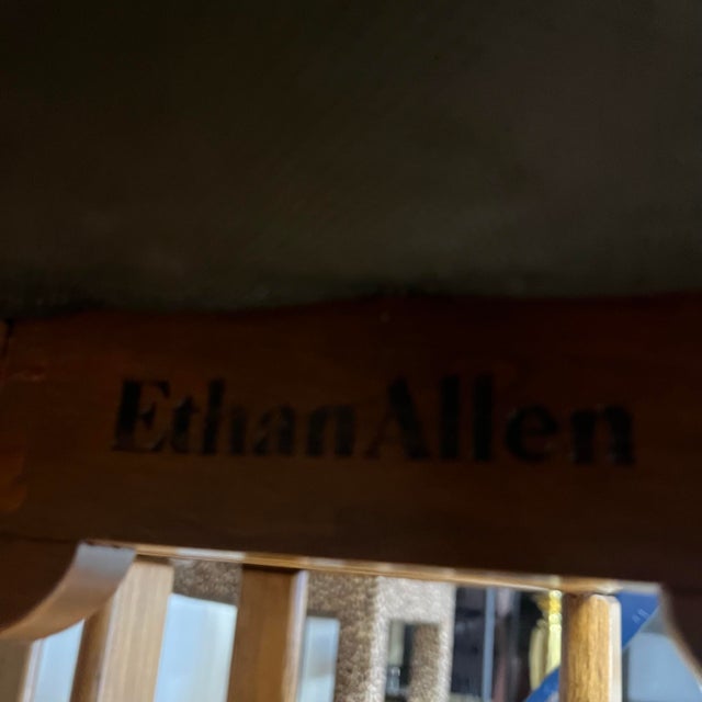 Pair of Vintage Ethan Allen Asian-Inspired Upholstered Stools - A Pair For Sale - Image 9 of 9