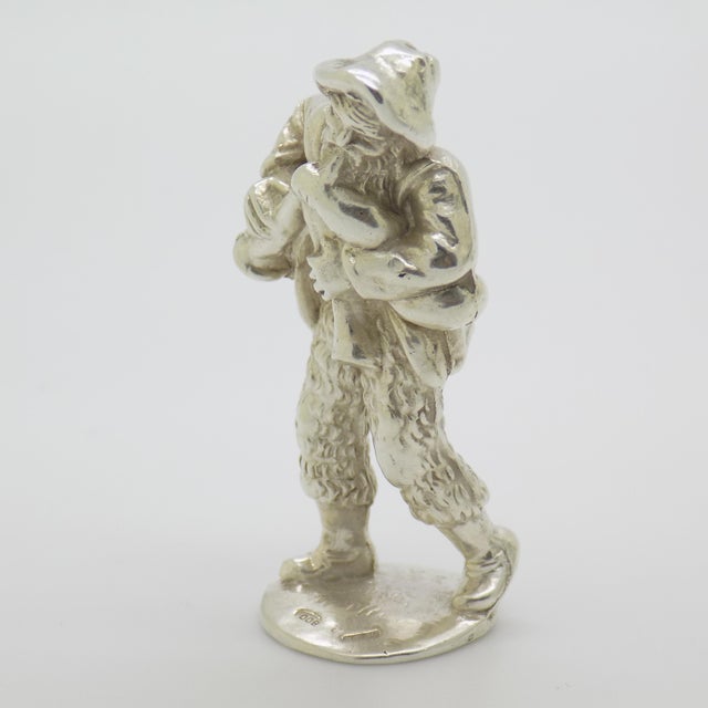 Vintage Italian Handmade Genuine Silver Christmas Bagpipe Player Solid Figurine, Made in Tuscany (Florence, Italy) For Sale - Image 4 of 9