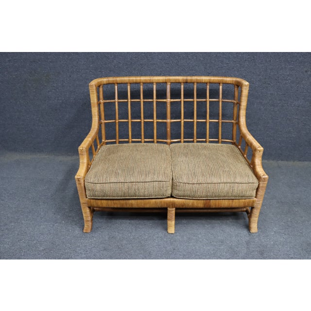 Braxton Culler Braxton Culler Split Reed Bamboo Rattan Loveseat Settee For Sale - Image 4 of 13