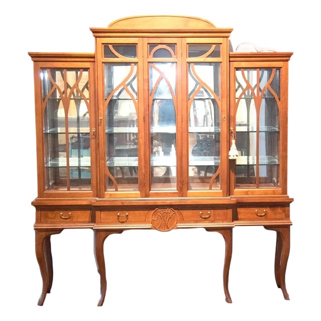 Davide Rocchi Four Door Cherry Wood Breakfront Made in Florence - 85" W X 79" H For Sale