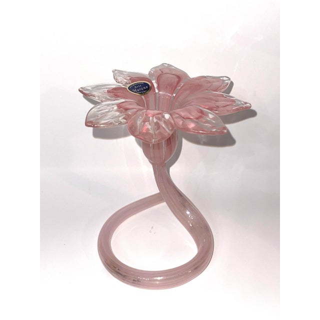 Murano Murano Lavorazione Arte Pink Glass Flower For Sale - Image 4 of 13