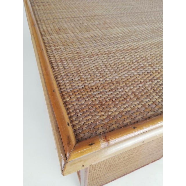 Vintage Italian Writing Desk with Drawers in Bamboo, Rattan and Plywood, 1970s For Sale - Image 11 of 18