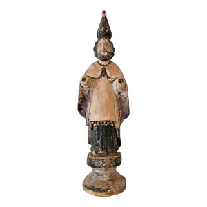 Antique Spanish Colonial Hispano-Philippine Carved Polychrome Santo