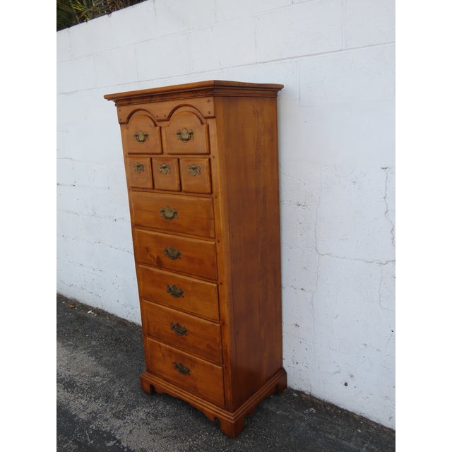 Pier Cabinet Solid Maple Distressed Tall Narrow Lingerie Jewelry Chest 6243 For Sale - Image 9 of 16