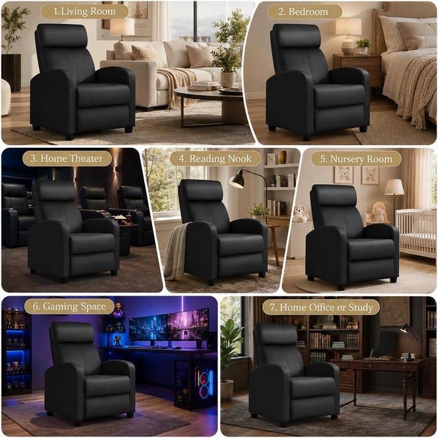 Pu Leather Recliner Chair With Lumbar Support | Swivel, Reclining Living Room Sofa For Sale - Image 6 of 9