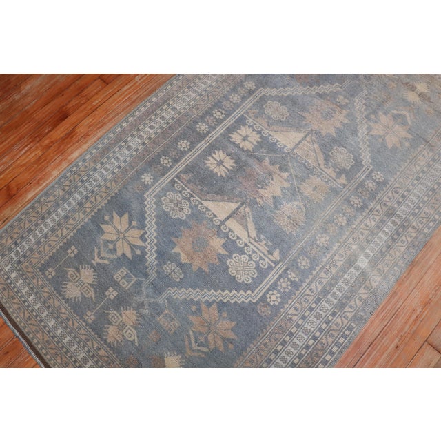 Blue Vintage Zabihi Collection Tribal Blue Turkish Rug - 3'7" x 6'1" For Sale - Image 8 of 8