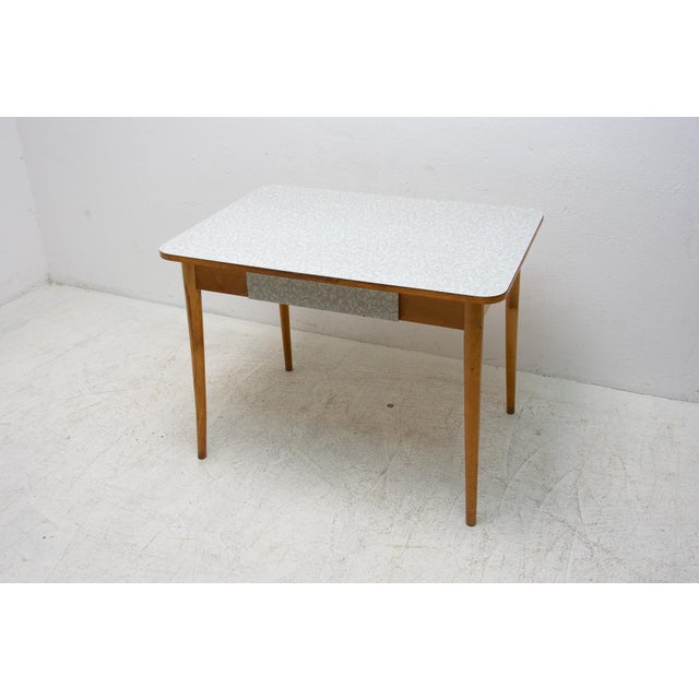 Mid-Century Formica and Wood Central Table, Czechoslovakia, 1960s For Sale - Image 4 of 16