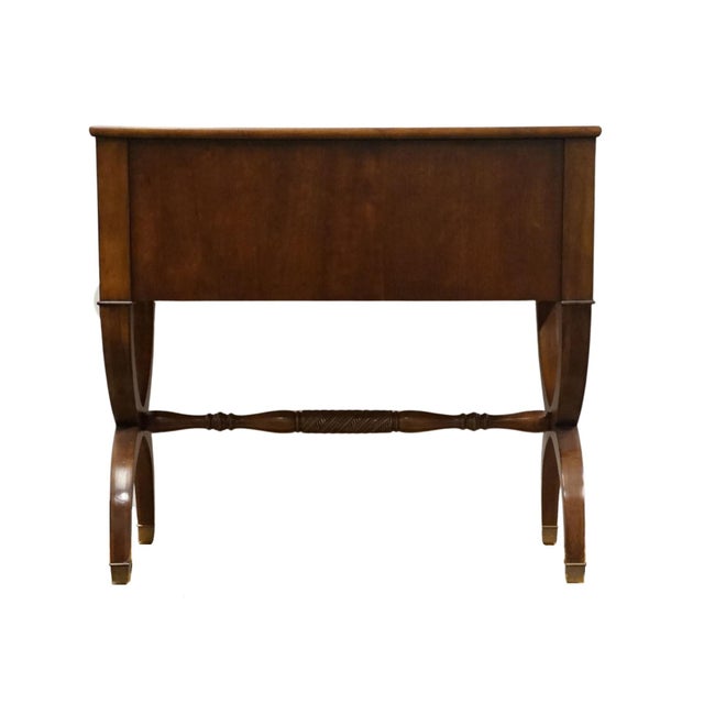 Ethan Allen Newport Collection Burled Walnut 32" Two Drawer Chest W. X-Frame Base 30-5206 - 430 Henley Finish For Sale - Image 11 of 12