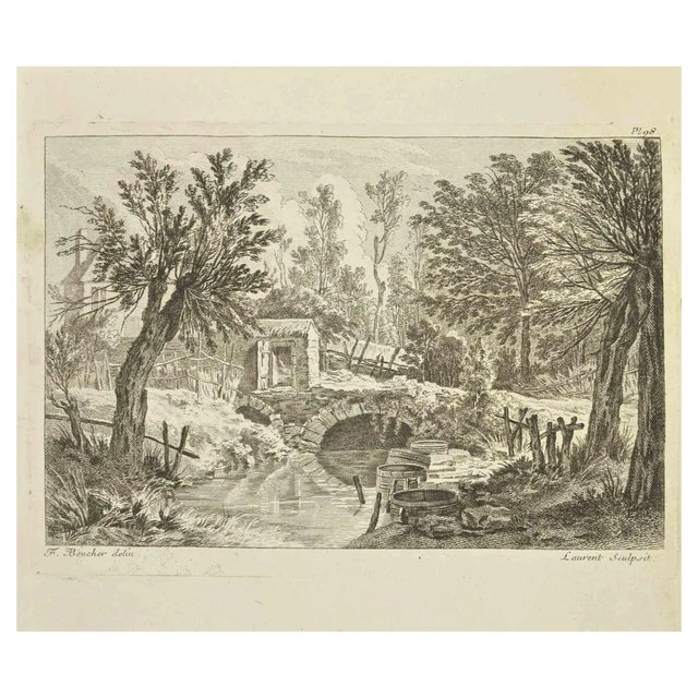 Pierre-François Laurent, Countryside, Etching, 18th Century For Sale