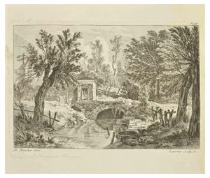 Pierre-François Laurent, Countryside, Etching, 18th Century