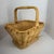 Vintage Square Sturdy Wicker Basket With Thick Bamboo Rim and Handle For Sale - Image 4 of 14