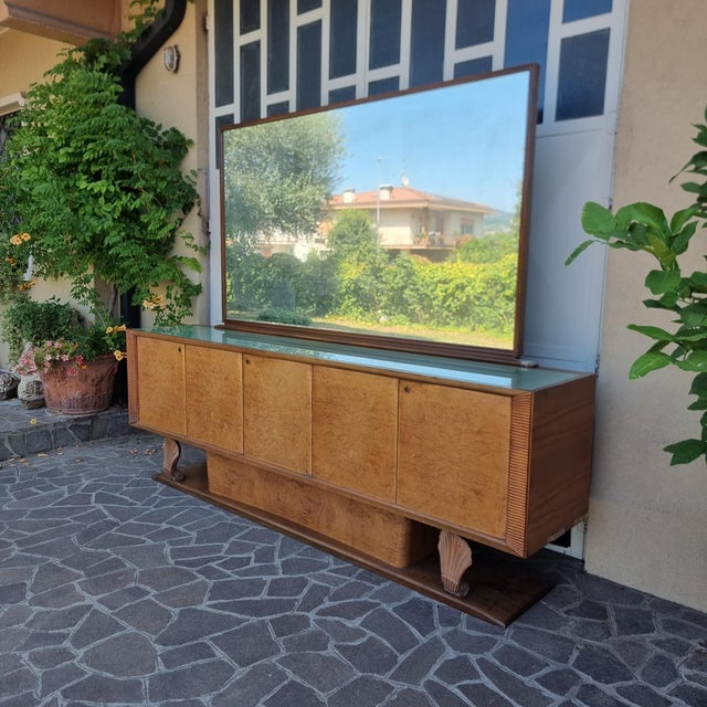 Vintage Art Deco Sideboard in Thuja Burl and Maple Wood with Mirror, 1940s For Sale - Image 14 of 15