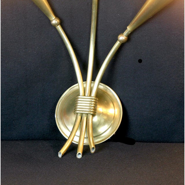 Maison Arlus Maison Arlus, Mid-Century Pair of Brass Sconces, France For Sale - Image 4 of 7