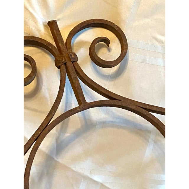 Vintage Early 20th Century Decorative Hand Wrought Iron Scrollwork Panel Salvage For Sale - Image 4 of 8