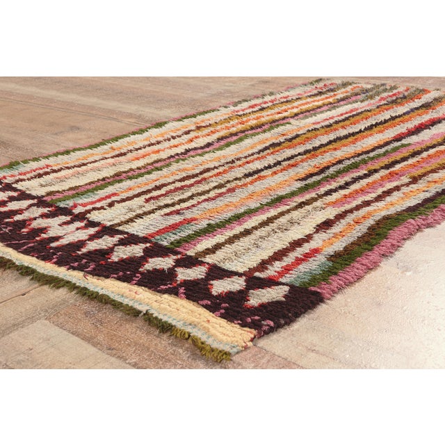 Beige Vintage Azilal Boucherouite Moroccan Rug, 04'00 X 06'05 For Sale - Image 8 of 10