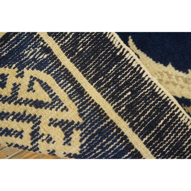 Chinese 1900s Blue Navy Dragon Crane Medallion Antique Chinese Peking Carpet Rug For Sale - Image 3 of 7