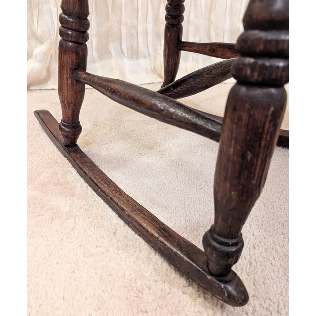 Antique Rocking Chair Sewing Rocker Maple & Oak 19th Century For Sale - Image 12 of 14