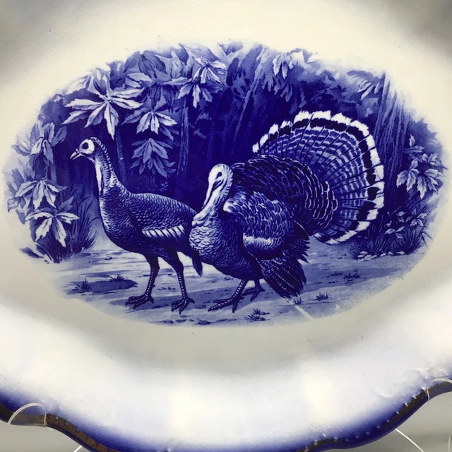 Flow Blue Wild Turkey Platter Made by George S. Harker and Company For Sale - Image 12 of 13