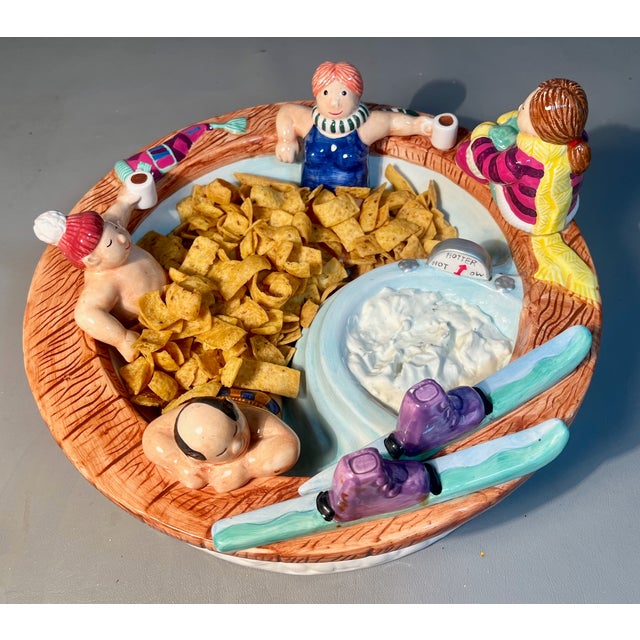 Chips & Dip Ski Lodge Hot Tub Party Platter 1995 Lotus Mint Condition For Sale - Image 4 of 9