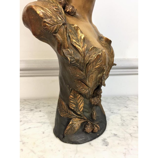 Friedrich Goldscheider, Girl with Flowers Bust, 1900, Terracotta For Sale - Image 6 of 15