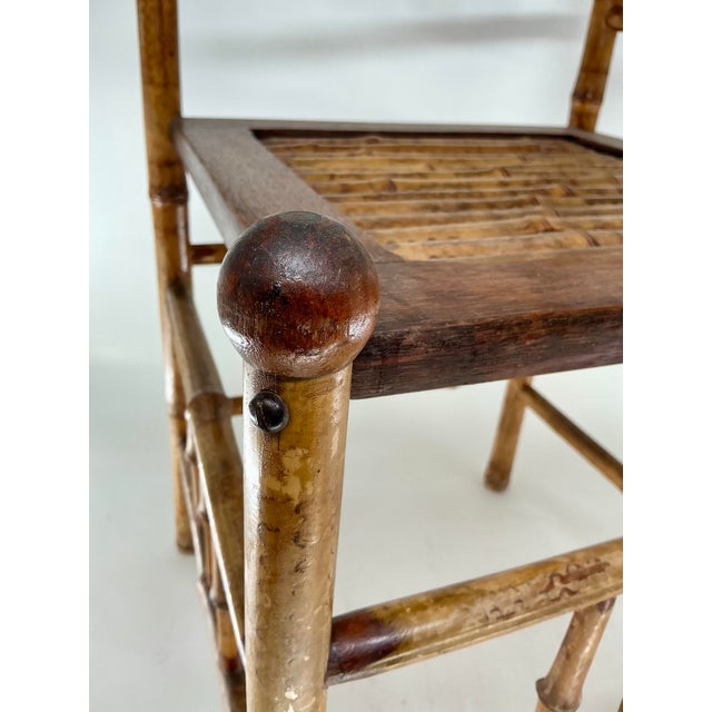 Antique English Burnt Bamboo Corner Chair or Shelf. For Sale In Providence - Image 6 of 10