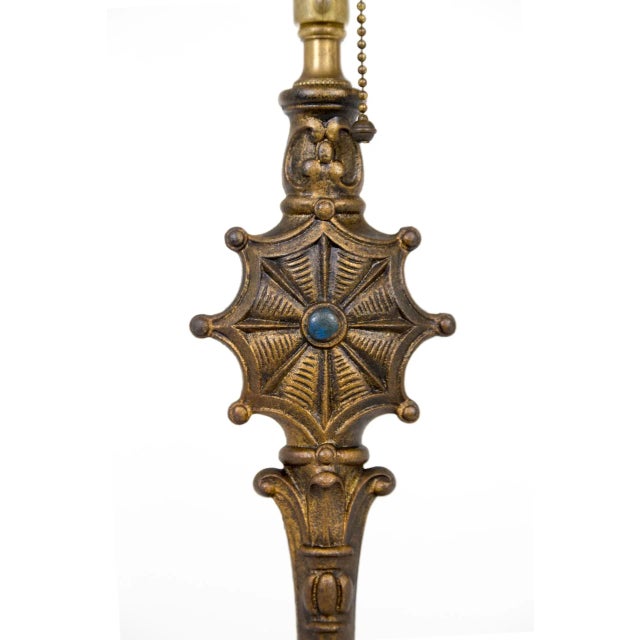 Early 20th Century Cast Brass Table Lamp with Spider Web For Sale - Image 4 of 12