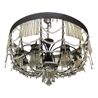 Large Vintage Italian Bronze and Murano Glass Rod Pendant Light, 1940s For Sale