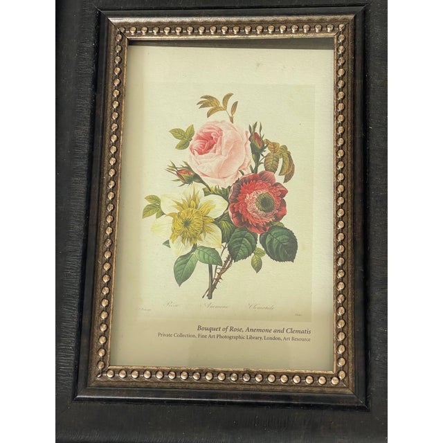 Contemporary 1970s O.J.Redoute Small Chromolithograph Botanical Floral Framed Reproduction For Sale - Image 3 of 3