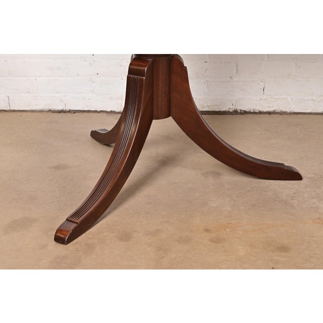 Baker Furniture Style Georgian Mahogany Double Pedestal Extension Dining Table, Newly Refinished For Sale - Image 11 of 13