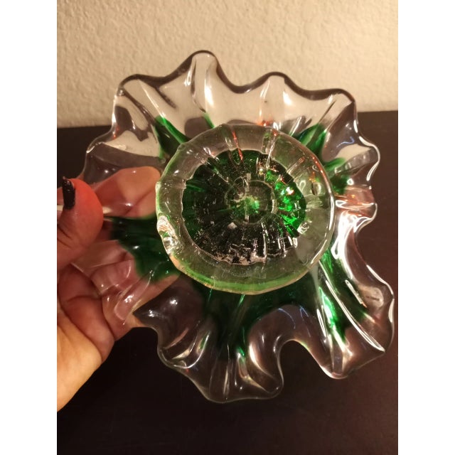 1980s Chalet Art Glass Leaf Pattern Ashtray For Sale - Image 5 of 8