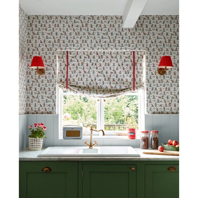 A wallpaper filled with happiness Disney`s Mickey and Minnie go adventuring across this playful 1934 Sanderson design...