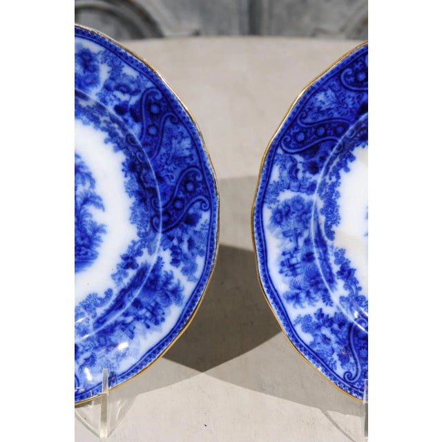 Ceramic Antique English Burgess & Leigh Middleport Plate with Flow Blue Nonpareil Pattern For Sale - Image 7 of 13