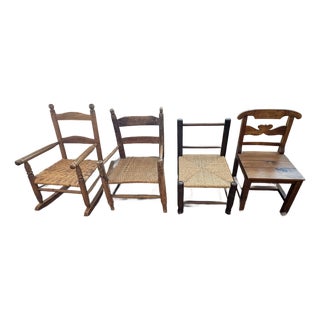 Collection of 4 Antique & Vintage Children's Chairs — American Country, French Provincial & European Folk Art For Sale