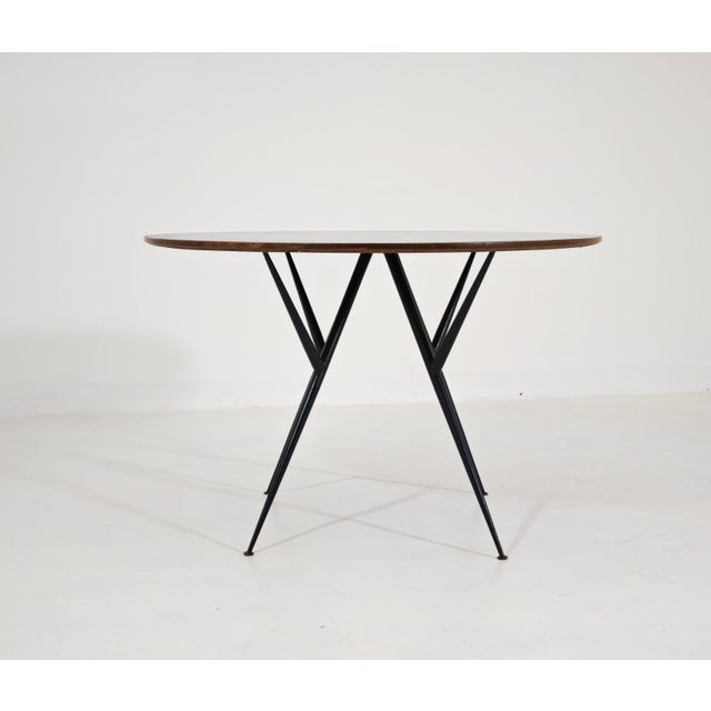 Black Round Table in Blue Glass, Wood and Black Metal, Italy, 1950s For Sale - Image 8 of 15