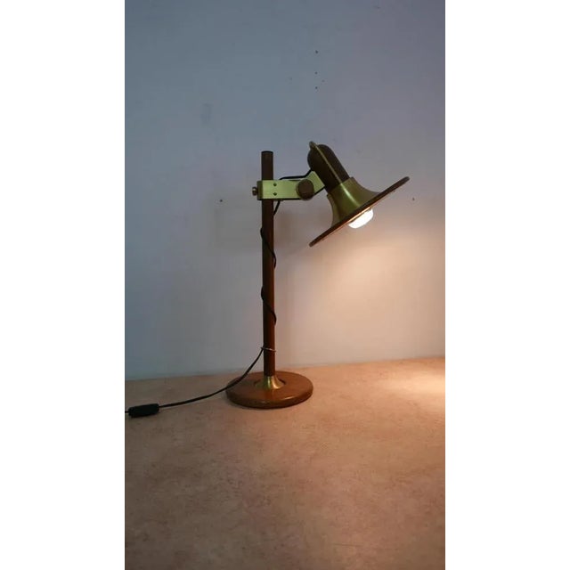 Model 84 Table Lamp in Brass and Oak by Temde, 1970s For Sale - Image 11 of 13