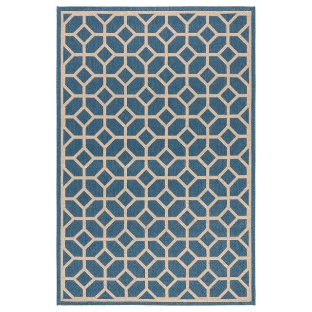 Contemporary Sunrise Indoor Outdoor Rug Blue & Cream 4'x6' For Sale - Image 3 of 3