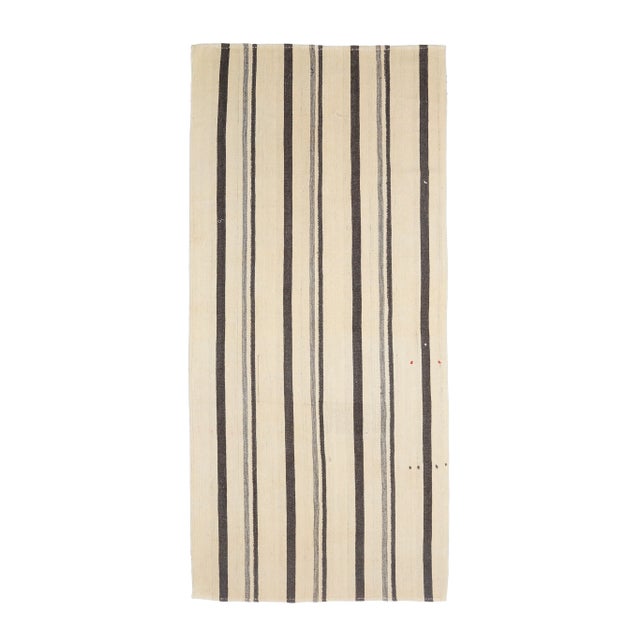 Vintage Turkish Hand-Knotted Wool Cotton Beige Kilim Area Rug For Sale - Image 11 of 11