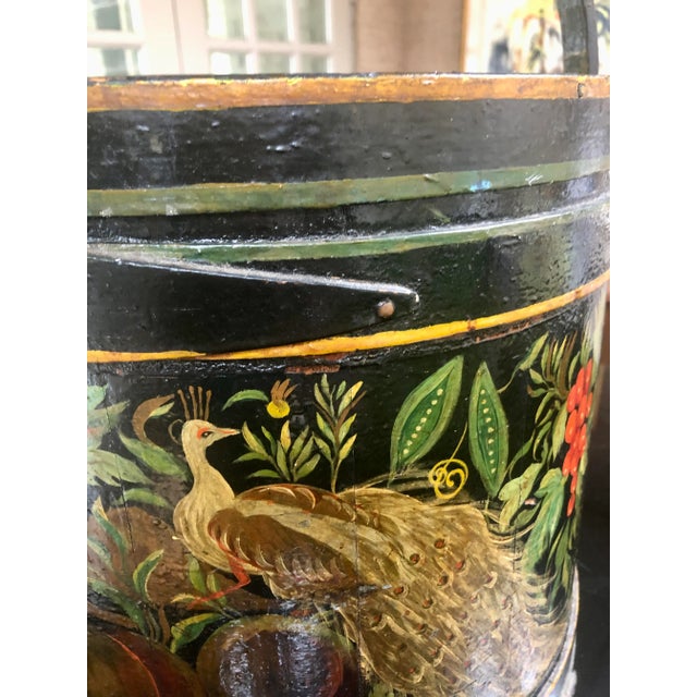 Wood Large Antique Hand Painted Firkin For Sale - Image 7 of 13